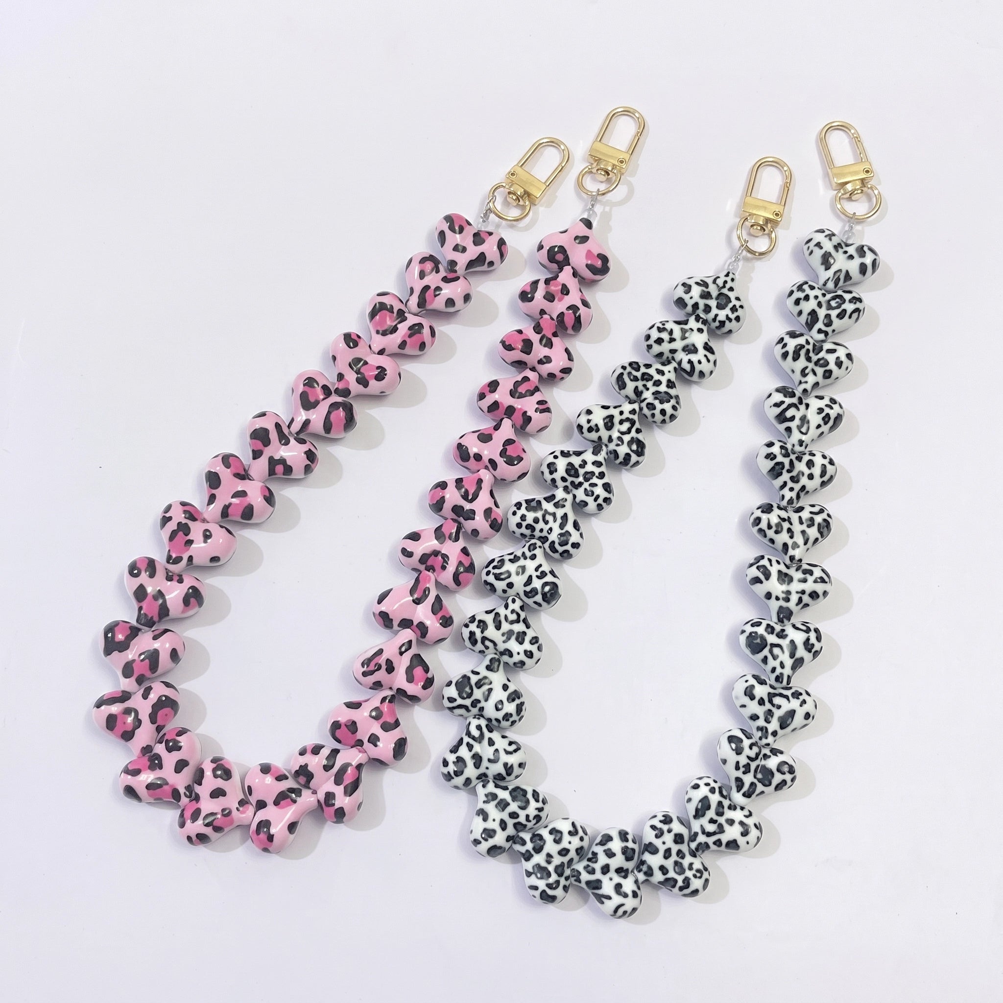 45cm（22inches)  Leopard Print Heart Beaded Bag Strap