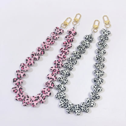 45cm（22inches)  Leopard Print Heart Beaded Bag Strap