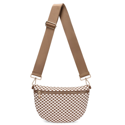 Woven Crossbody Bags For Women Checkered Bum Bag