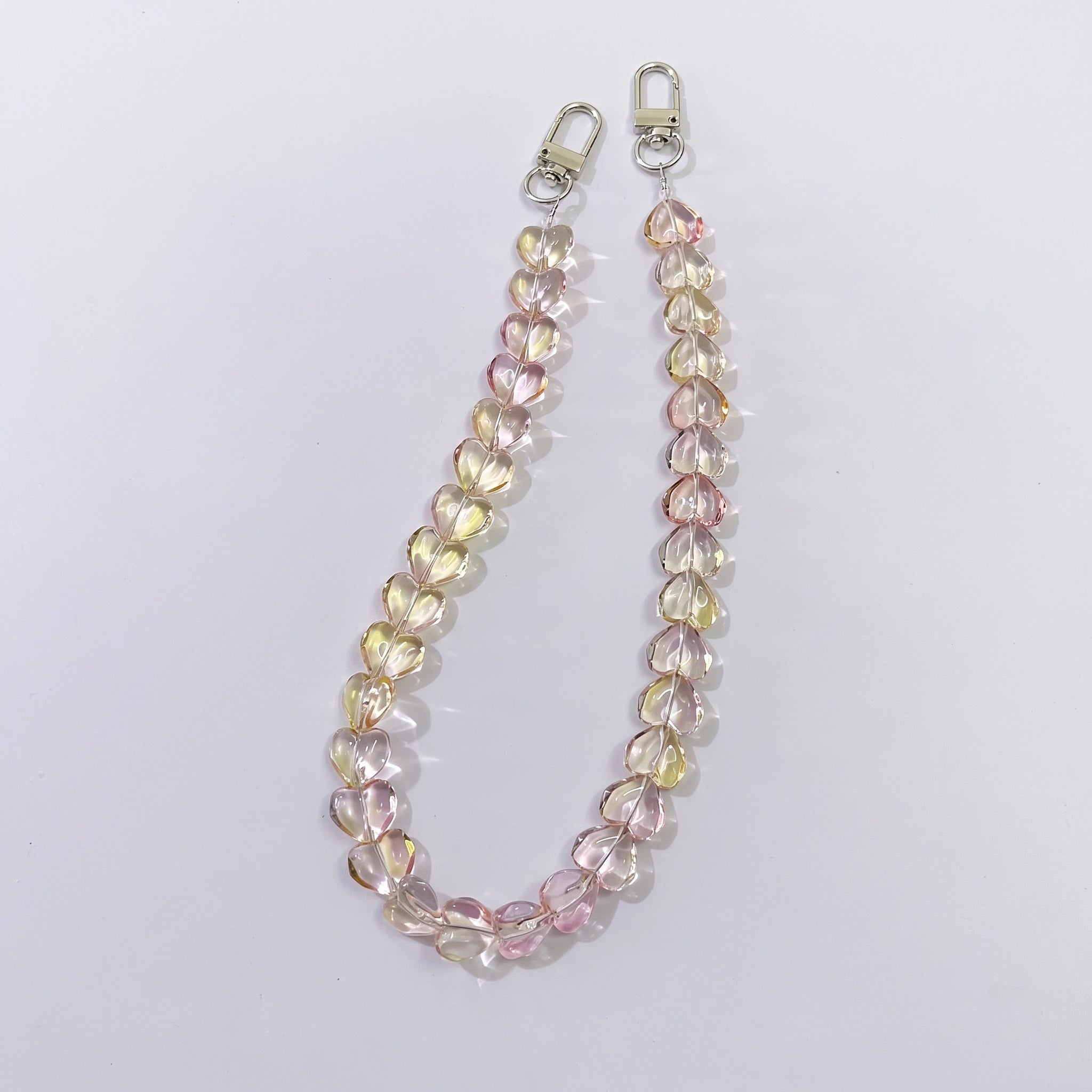 45cm (22 Inches) Clear Crystal Heart Beaded Bag Strap