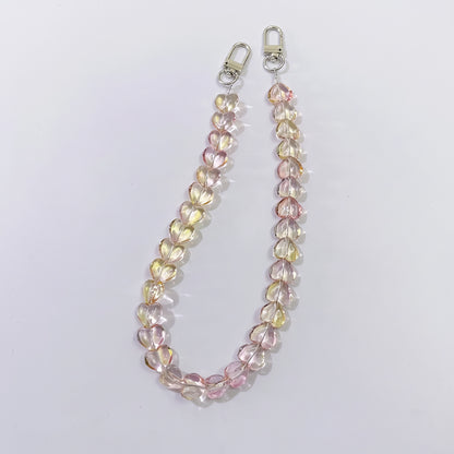 45cm (22 Inches) Clear Crystal Heart Beaded Bag Strap