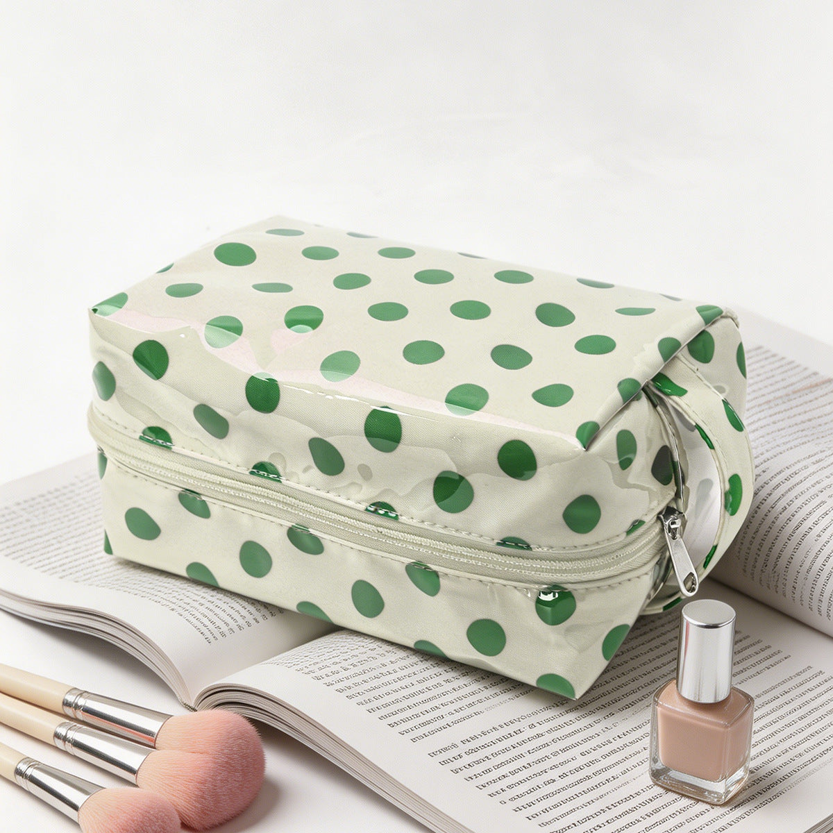 PVC Polka-Dot Cosmetic Bag Waterproof Travel Toiletry Organizer
