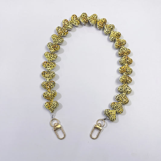 45cm（22inches)  Leopard Print Heart Beaded Bag Strap
