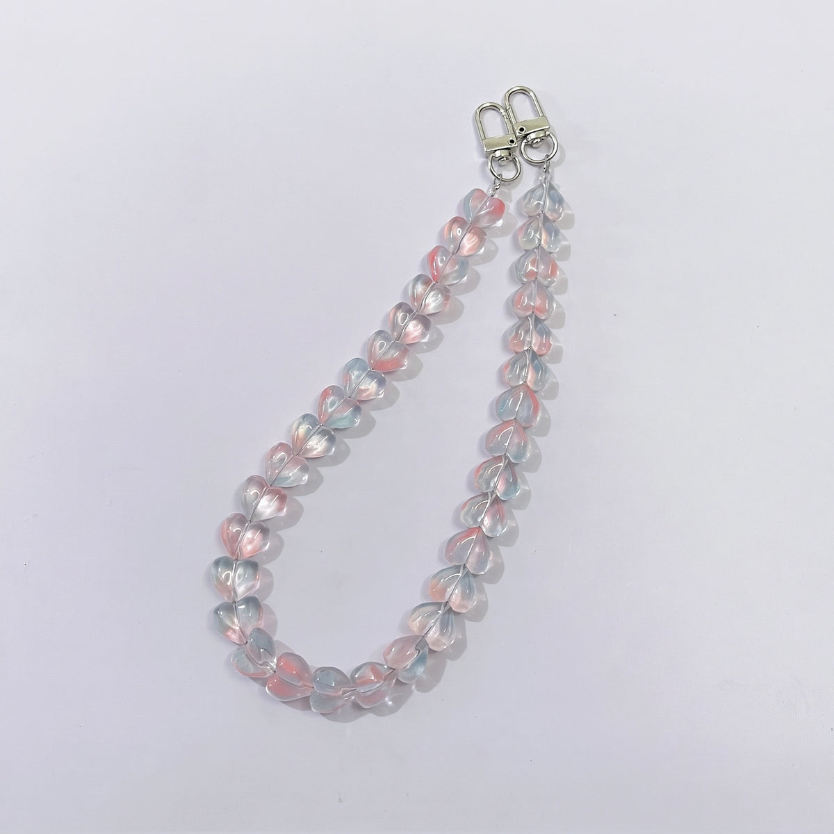 45cm (22 Inches) Clear Crystal Heart Beaded Bag Strap