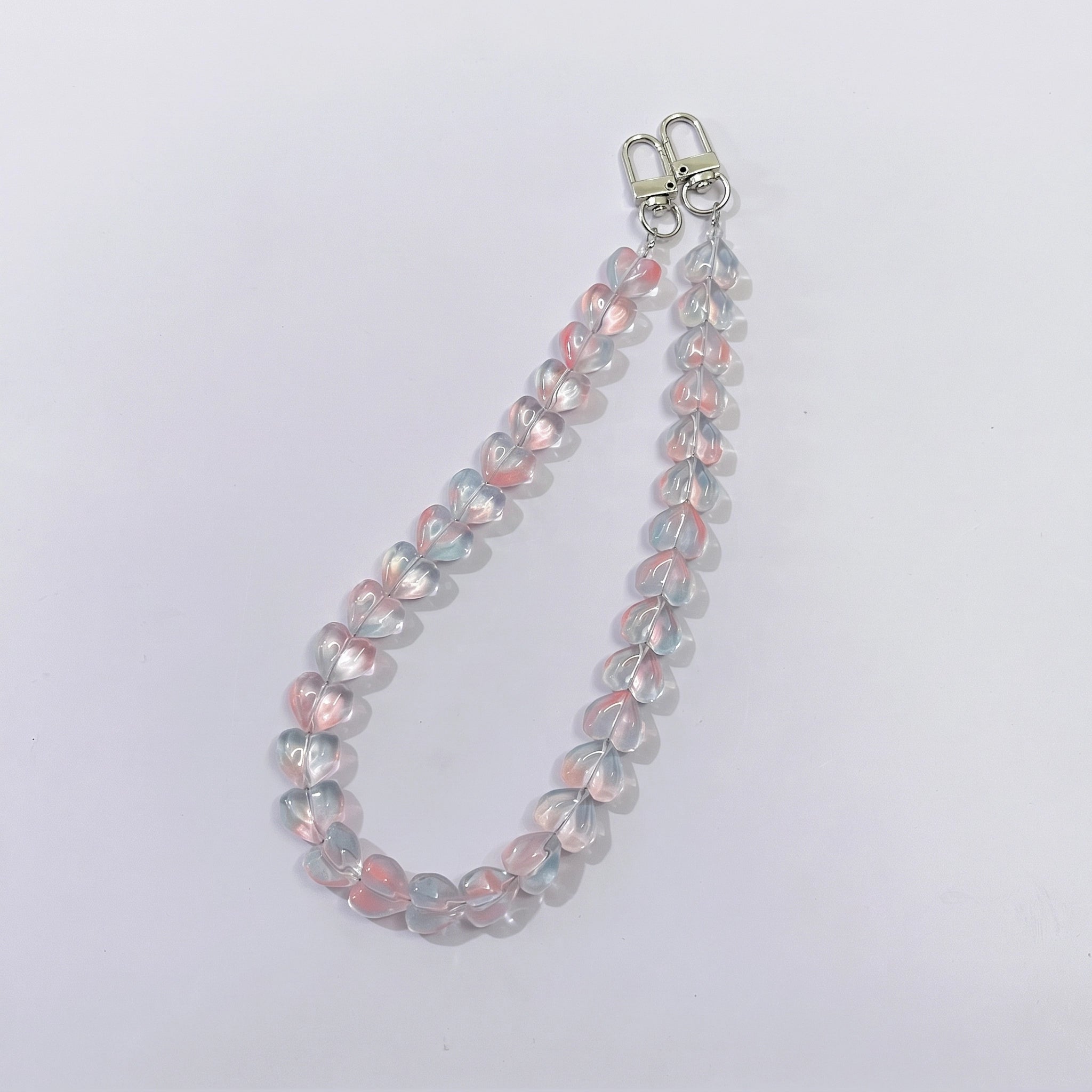 45cm (22 Inches) Clear Crystal Heart Beaded Bag Strap