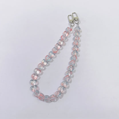 45cm (22 Inches) Clear Crystal Heart Beaded Bag Strap