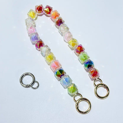 Rhombus Sugar Cube Acrylic Beaded Bag Chain - 40cm (15.7") Multi-use Strap for Shoulder, Crossbody & Phone with Gold Figure-8 Clasp