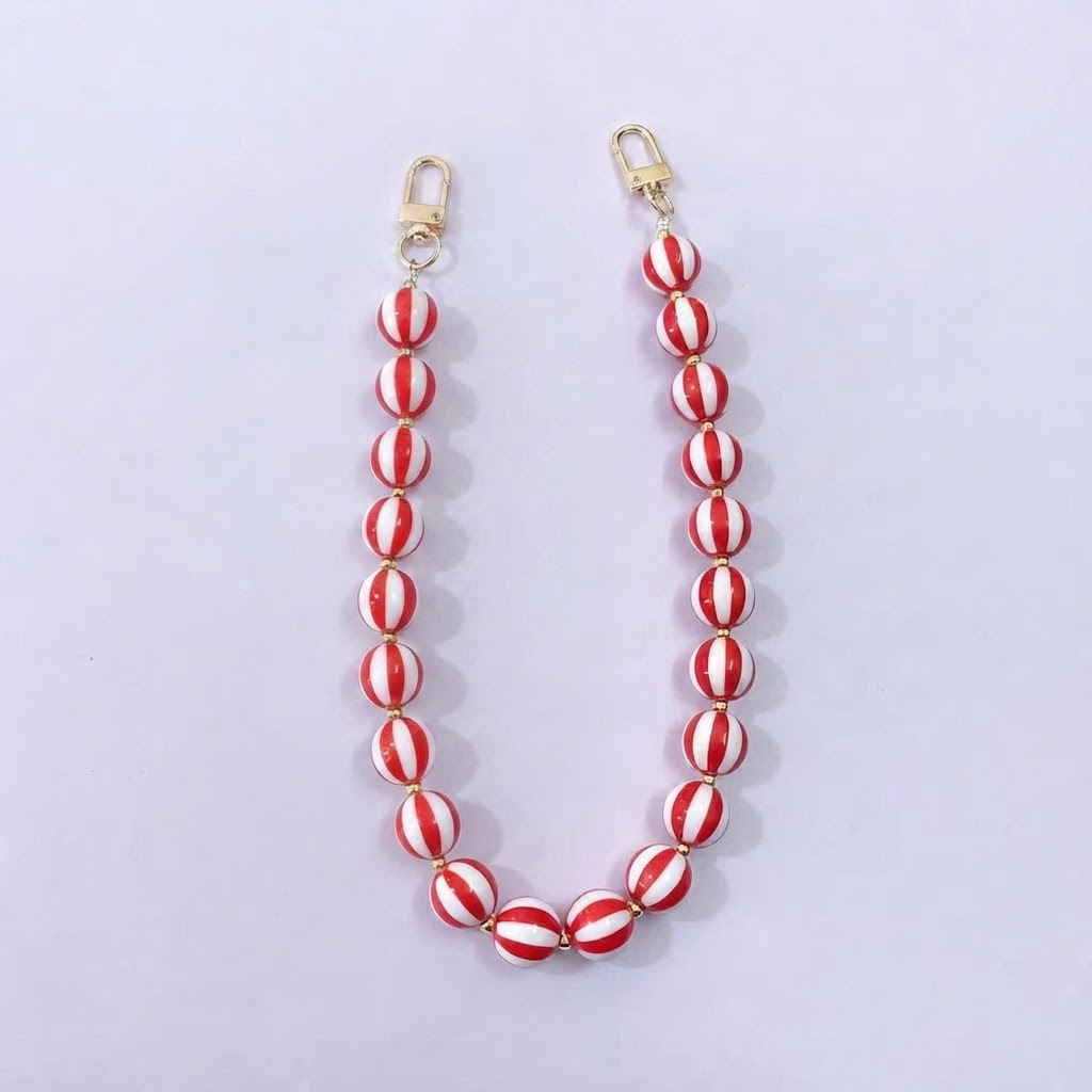 Striped Candy Color Beaded Bag Chain, 45cm / 20 Inches