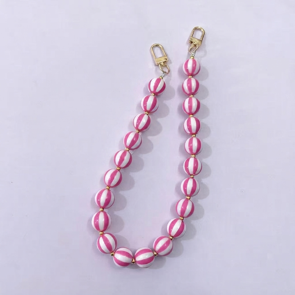 Striped Candy Color Beaded Bag Chain, 45cm / 20 Inches