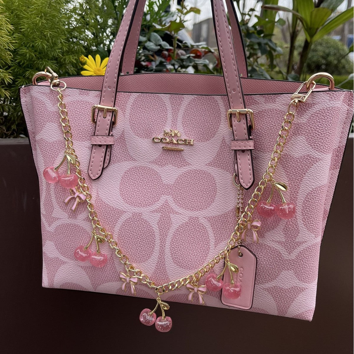 Cherry & Bow Bag Chain, Cute Decorative Handbag Charm for Women