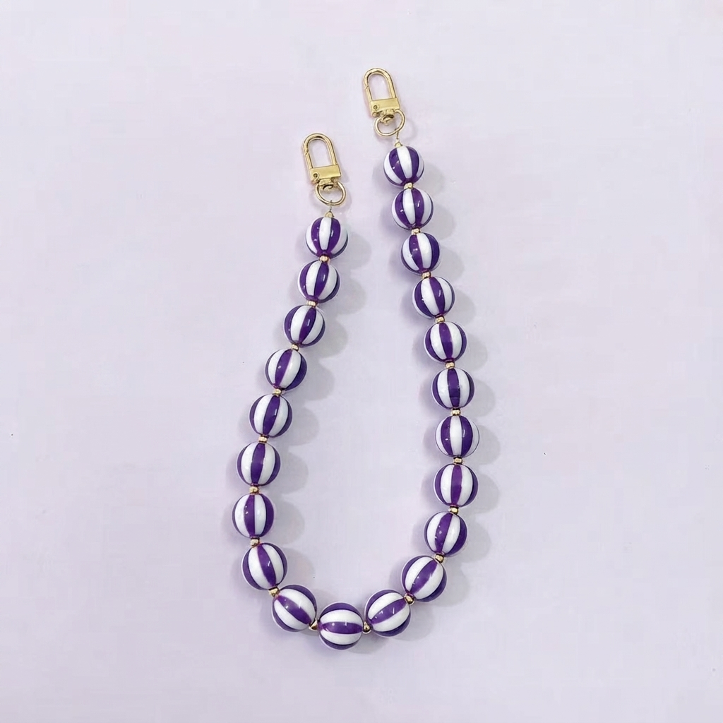 Striped Candy Color Beaded Bag Chain, 45cm / 20 Inches