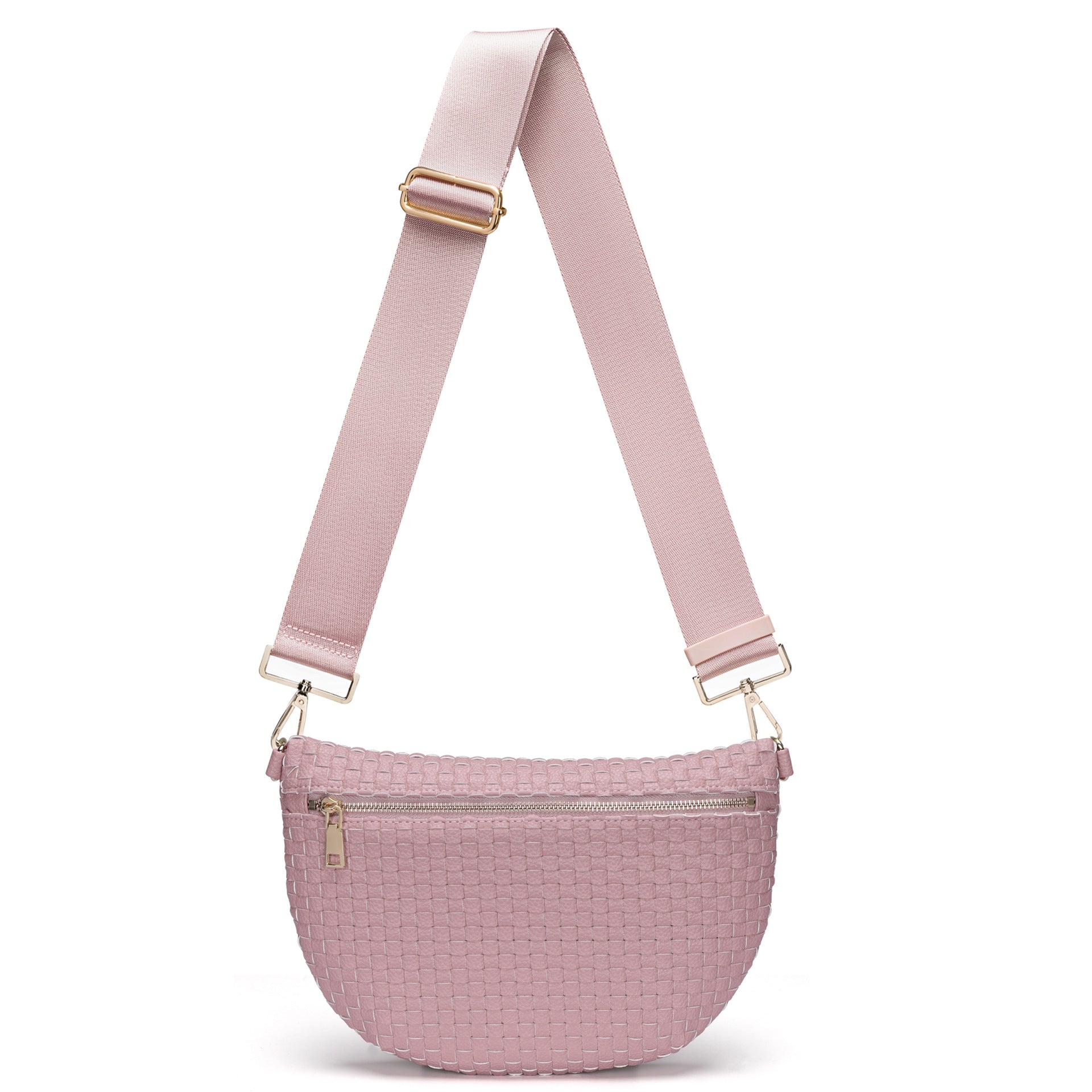Woven Crossbody Bags For Women Checkered Bum Bag Women's Waist Pack Sling Purse with Wide Strap for Travel