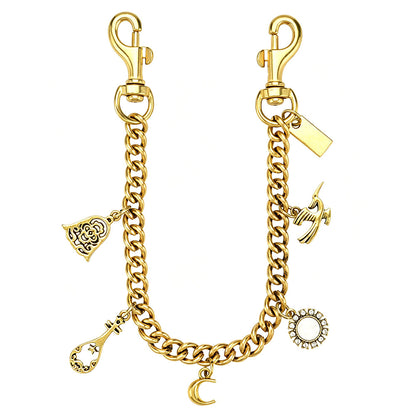 Engraved Metal Bag Chain, Dual Gold & Silver Tone
