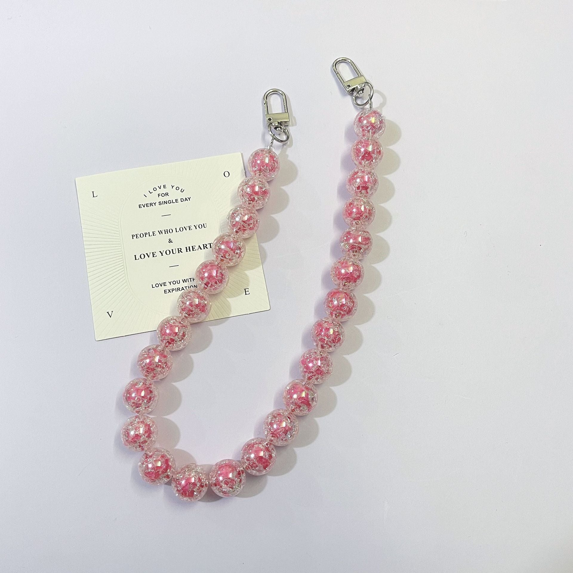 45cm Glitter Sequin Round Bead Bag Strap, Transparent Sparkly Ball Beaded Replacement Purse Chain with Silver Swivel Clasps