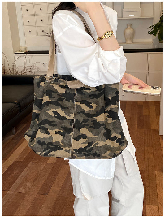 Camouflage Canvas Large Tote Bag