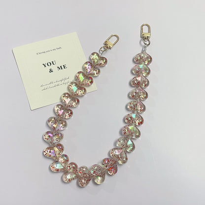 45cm Glitter Iridescent Heart Bead Bag Strap
