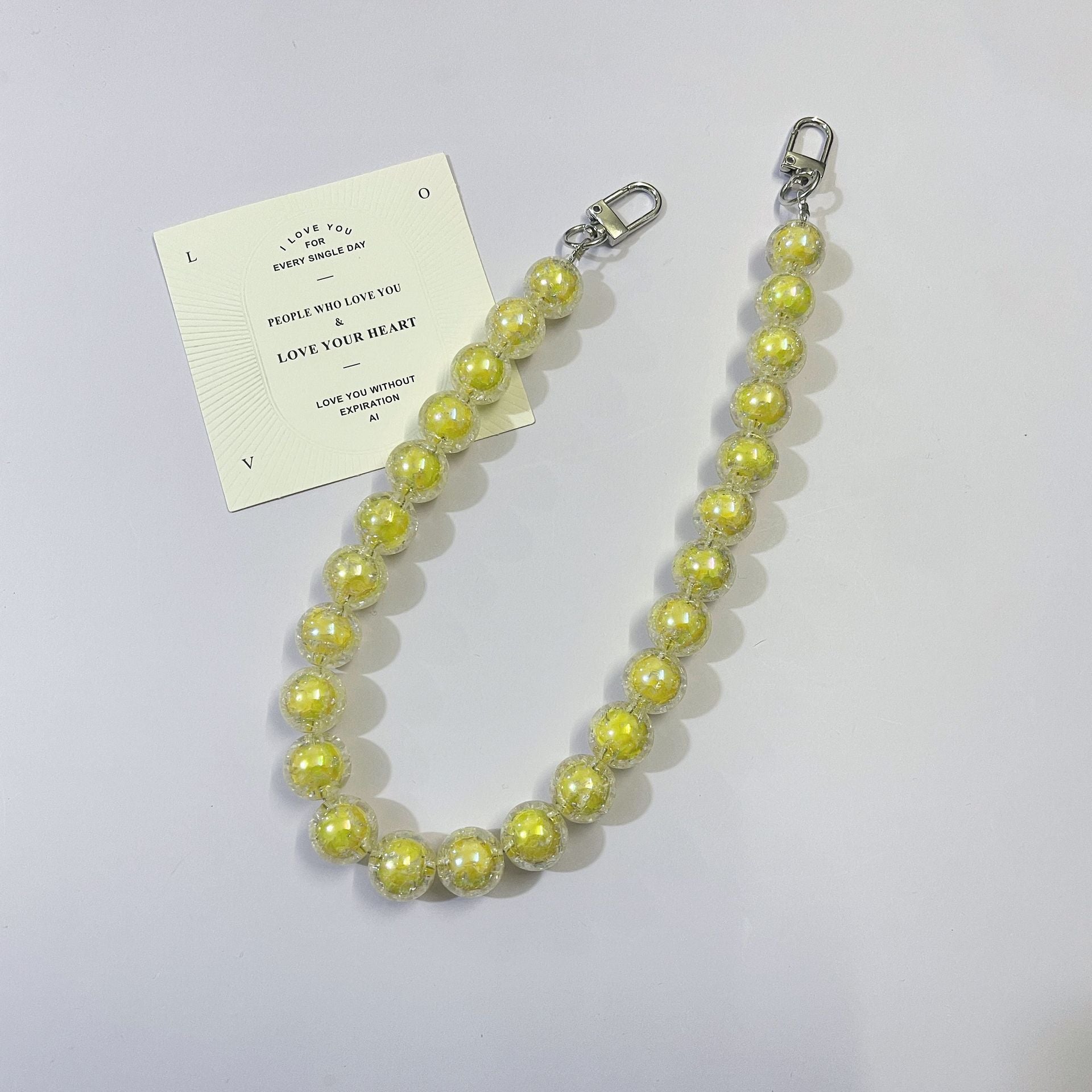45cm Glitter Sequin Round Bead Bag Strap, Transparent Sparkly Ball Beaded Replacement Purse Chain with Silver Swivel Clasps