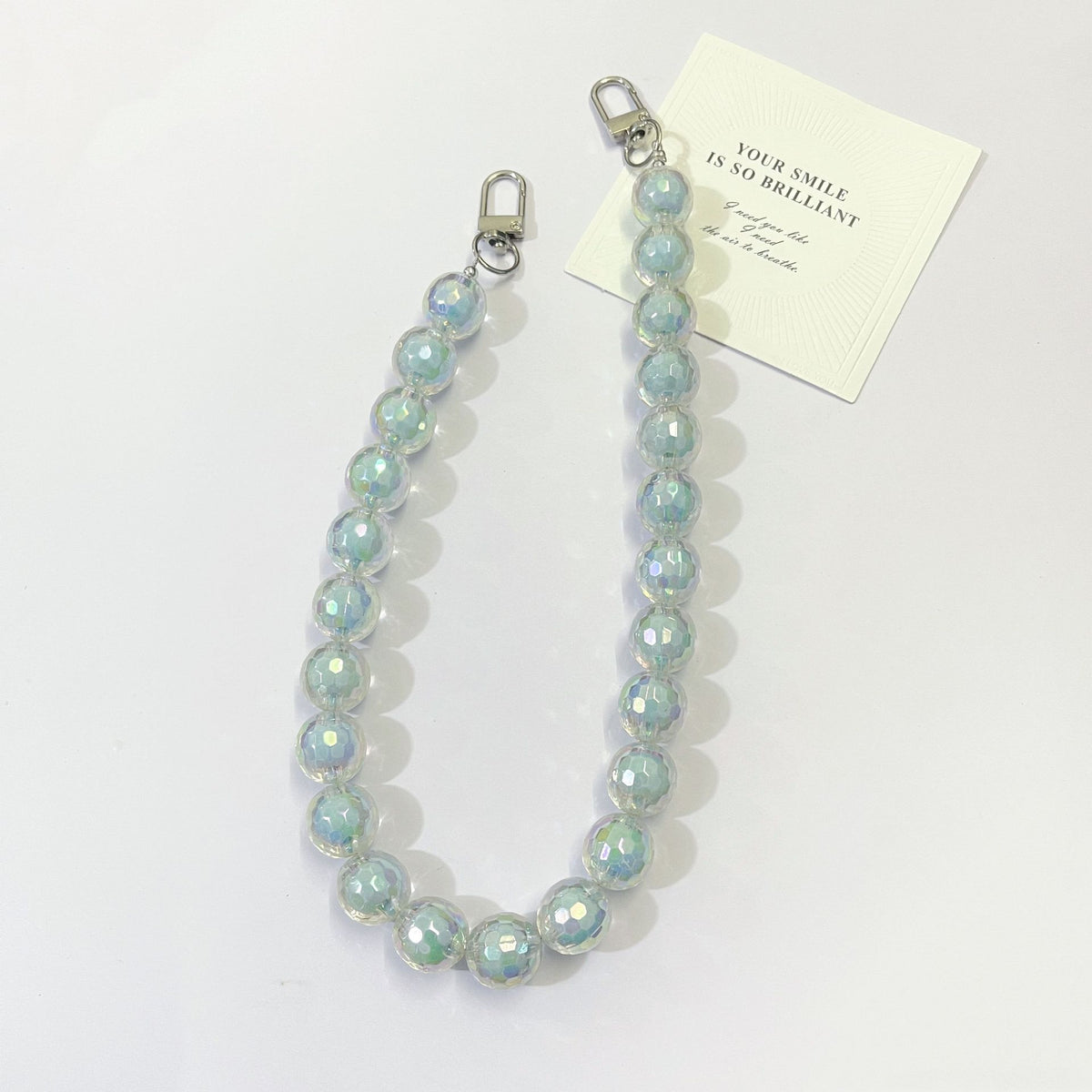 45cm Iridescent Faceted Round Bead Bag Chain