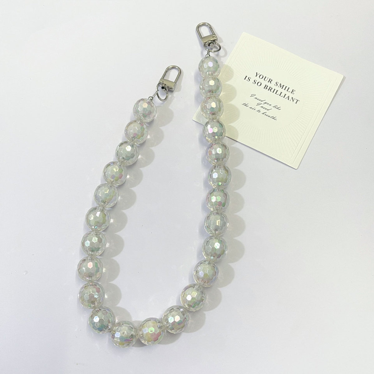 45cm Iridescent Faceted Round Bead Bag Chain