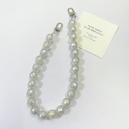 45cm Iridescent Faceted Round Bead Bag Chain