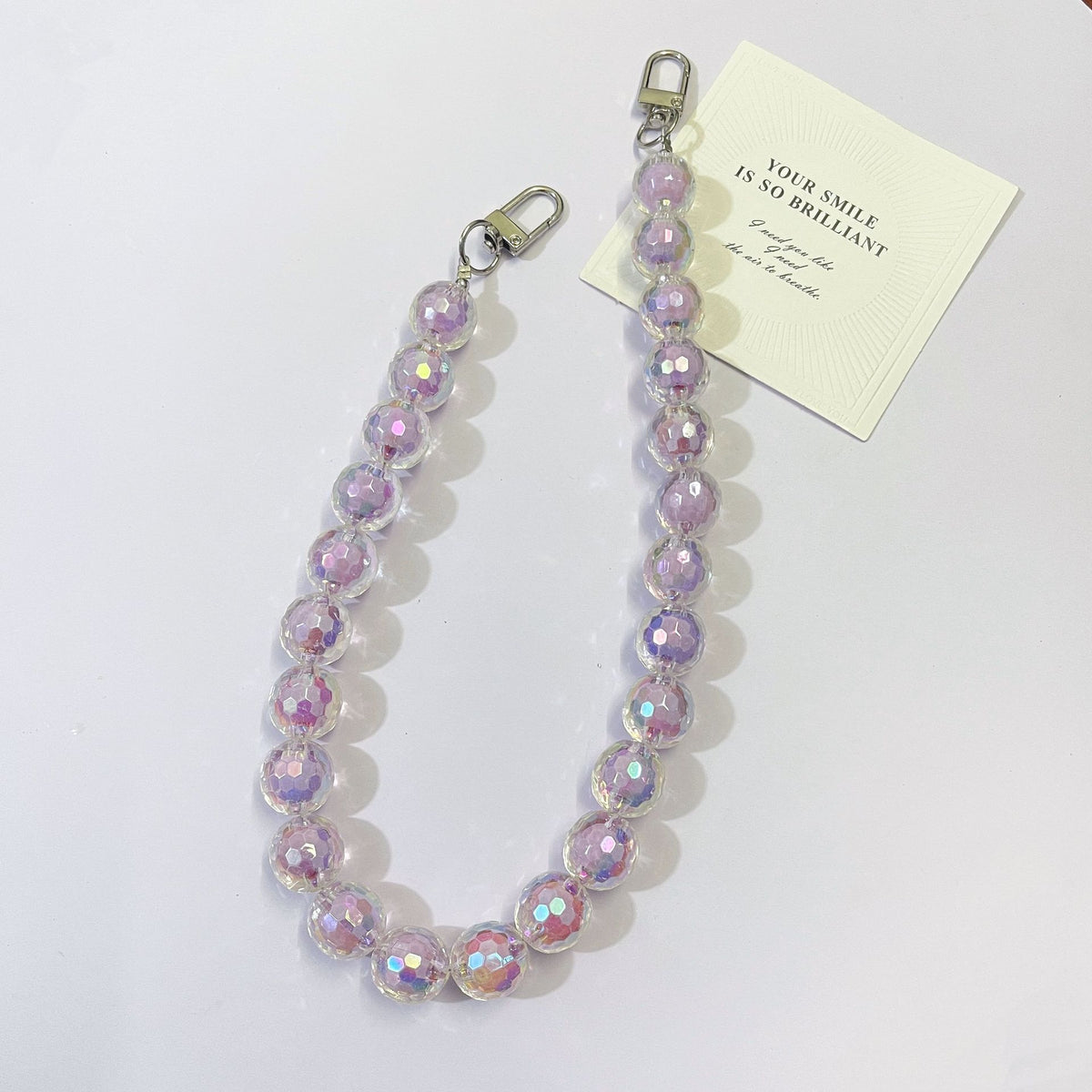 45cm Iridescent Faceted Round Bead Bag Chain