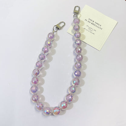 45cm Iridescent Faceted Round Bead Bag Chain