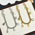 Engraved Metal Bag Chain, Dual Gold & Silver Tone, Unique Design with Lute & Flying Bird Elements, Trendy Niche Handbag Accessory