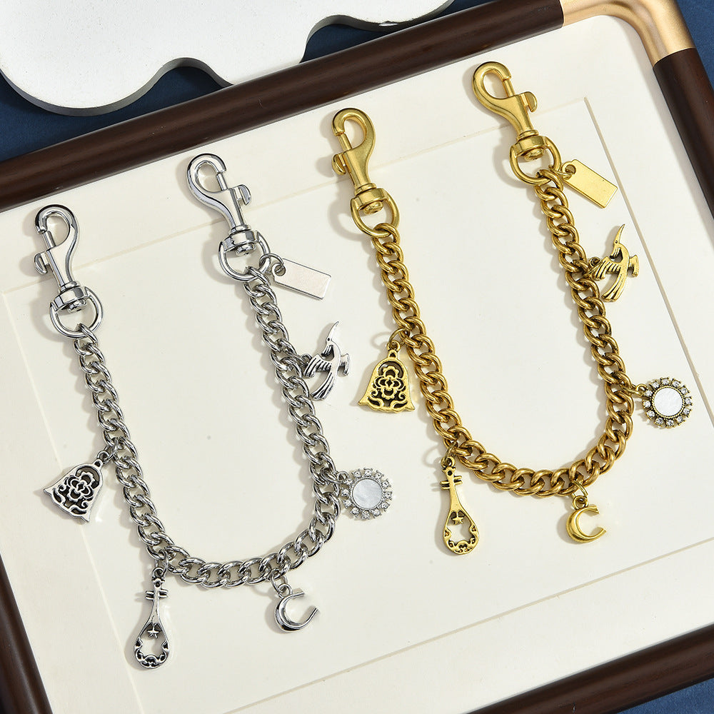Engraved Metal Bag Chain, Dual Gold & Silver Tone