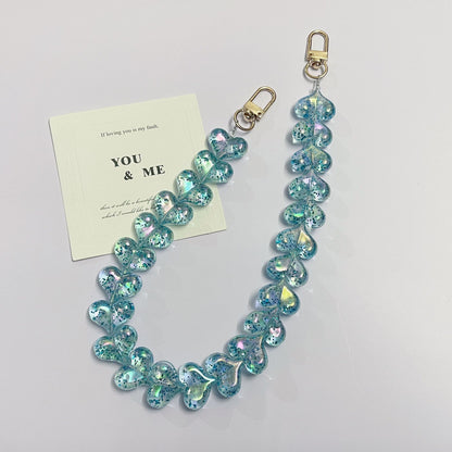 45cm Glitter Iridescent Heart Bead Bag Strap