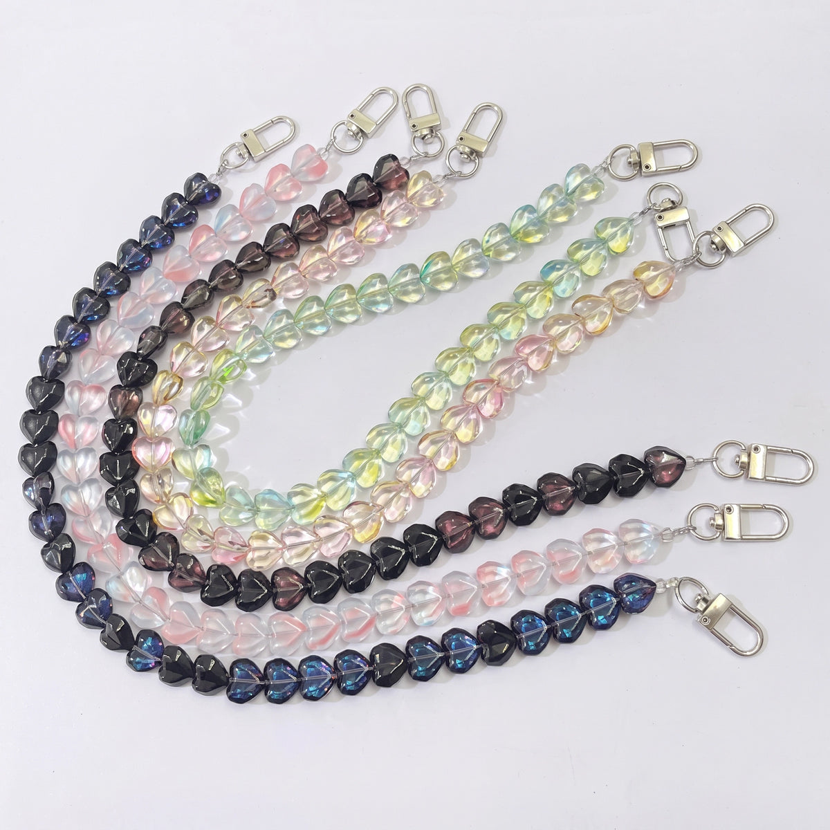 45cm (22 Inches) Clear Crystal Heart Beaded Bag Strap