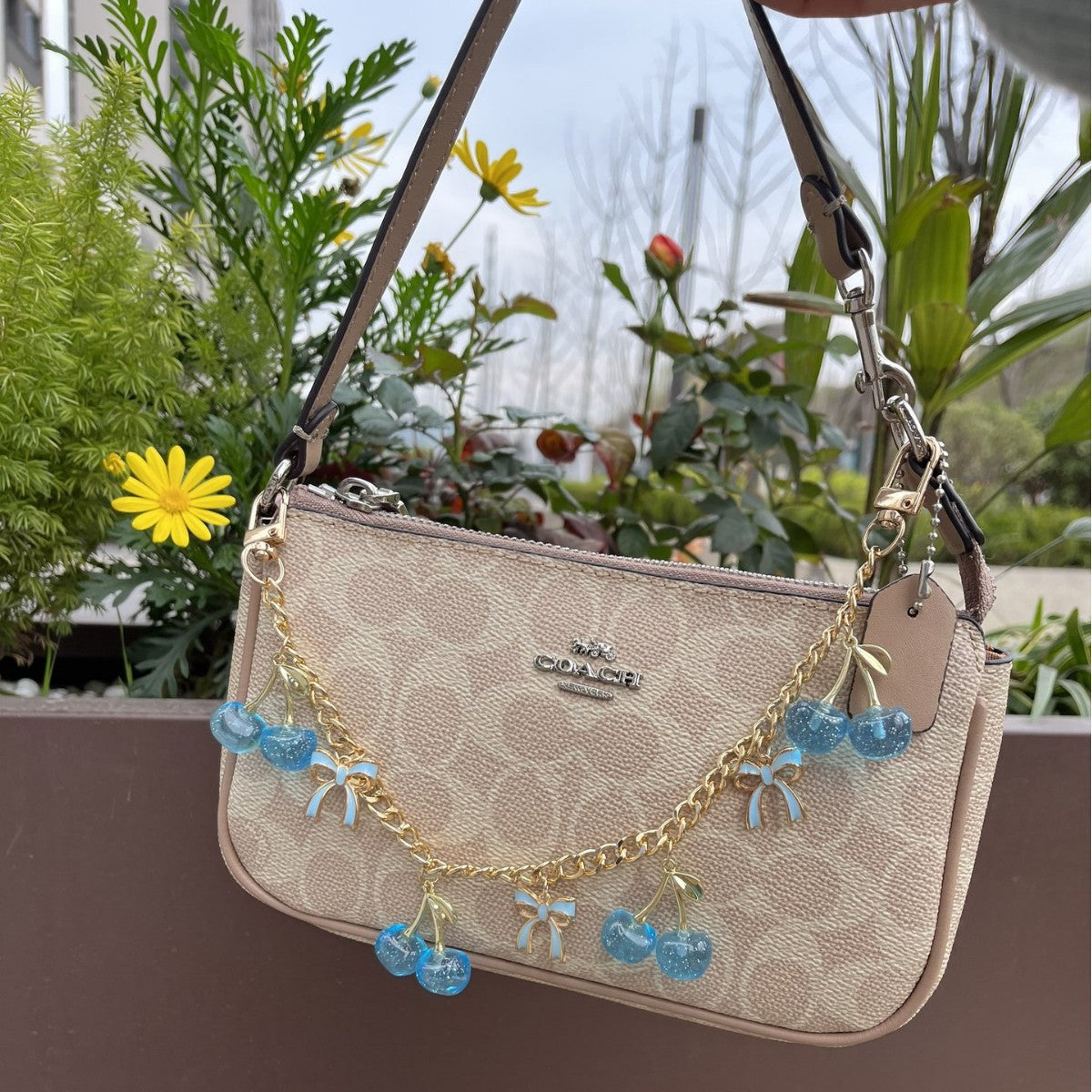 Cherry & Bow Bag Chain, Cute Decorative Handbag Charm for Women