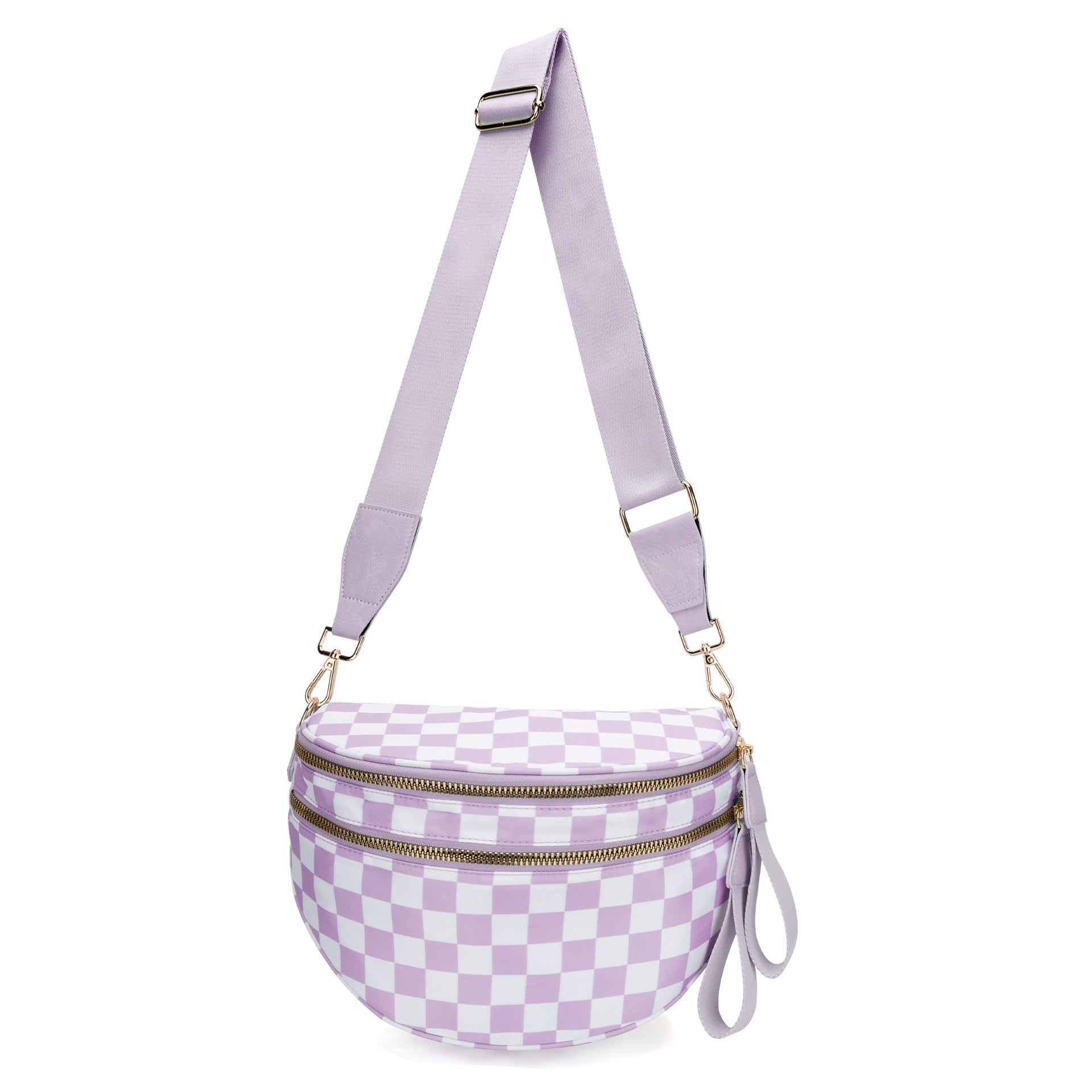 Checkered Crossbody Bum Bag Large Capacity Belt Bag for Women
