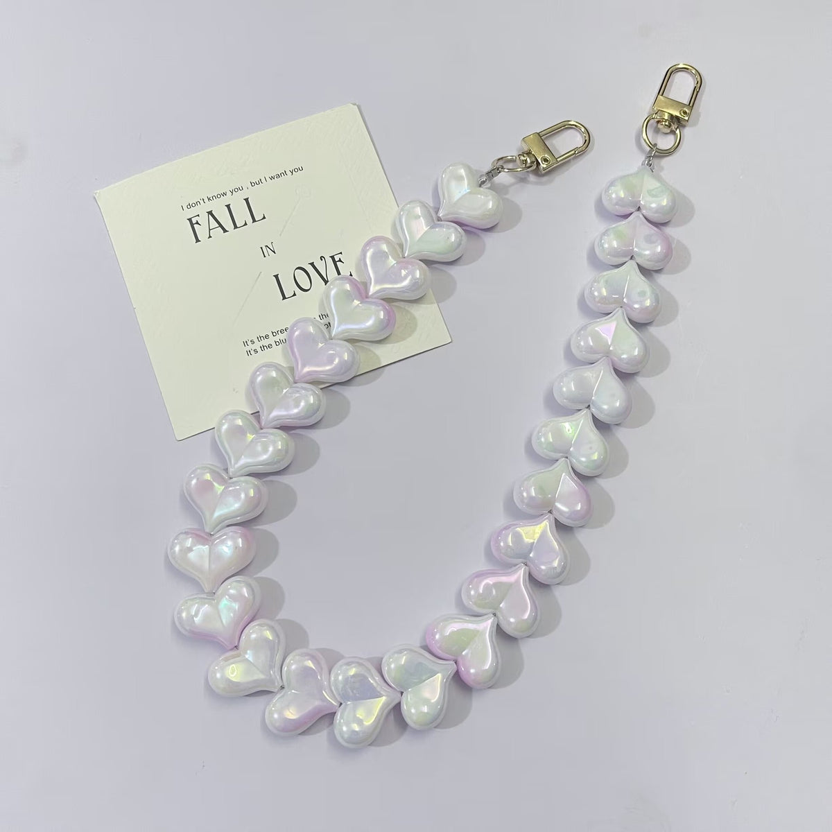 45cm Iridescent Heart Bead Bag Chain Strap