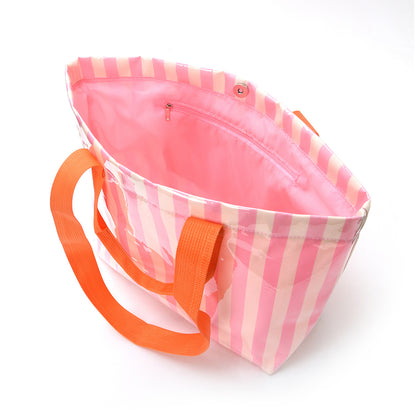 Striped PVC Tote Bag Large Glossy Striped Handbag Waterproof Plastic Top Handle Tote Handbag Summer Beach Bag