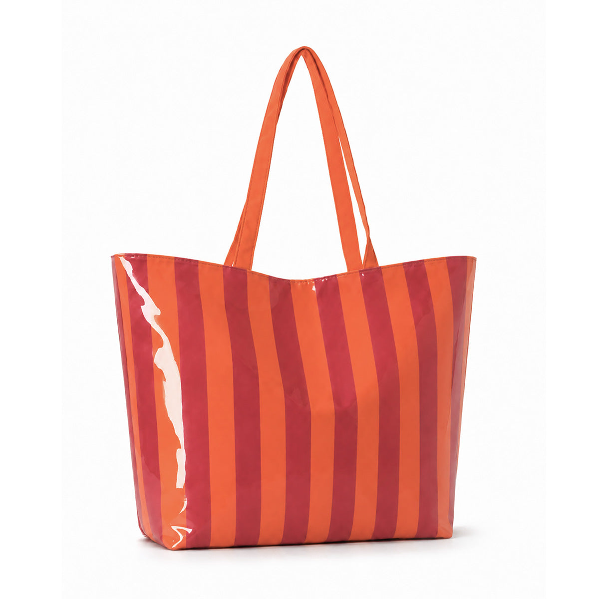 PVC Tote Bag Tote Purse with Zipper Large Stripe Print Handbag for Work Beach Gift