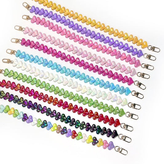Macaron Acrylic Heart Beaded Bag Chain