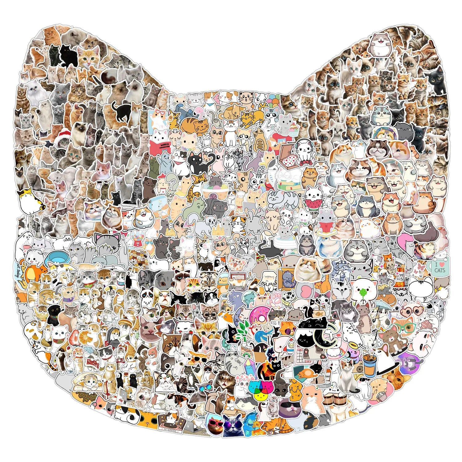 50Pcs Cute Kitten and Puppy Graffiti Waterproof Stickers
