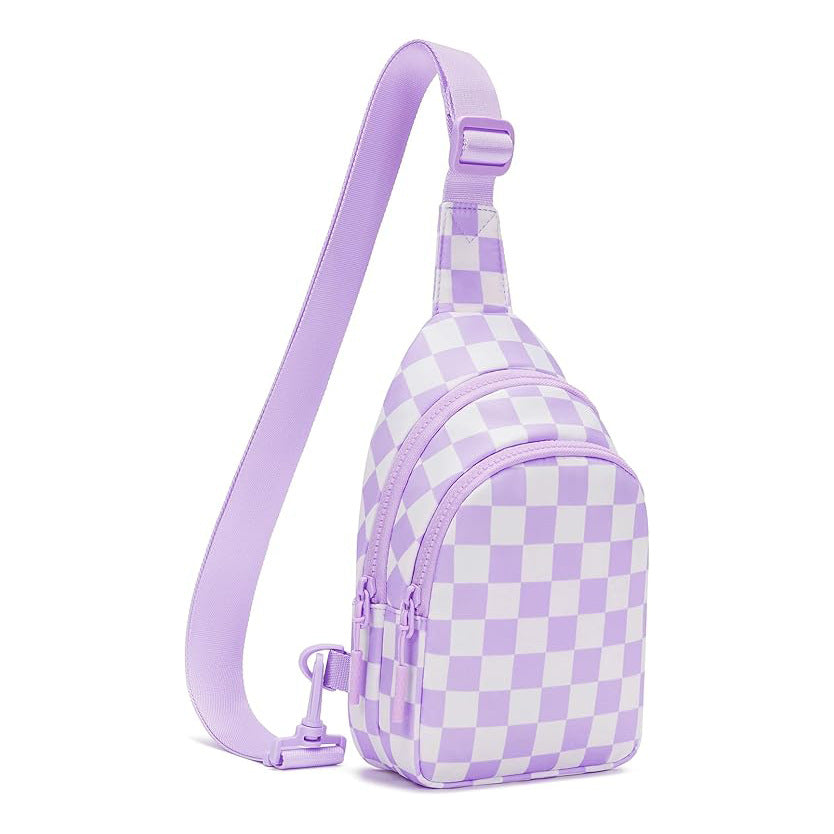 Waterproof Nylon Checkered Chest Bag - Versatile Crossbody Fanny Pack for Outdoor Sports & Running