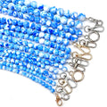 Handmade beaded bag chain in blue-and-white porcelain style