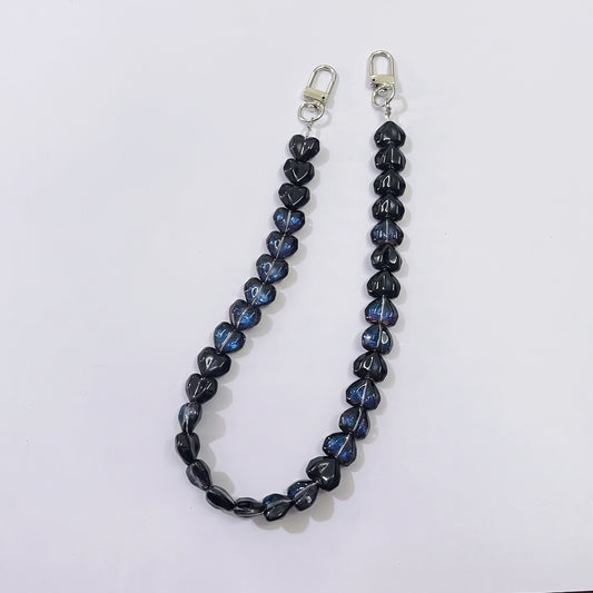45cm (22 Inches) Clear Crystal Heart Beaded Bag Strap