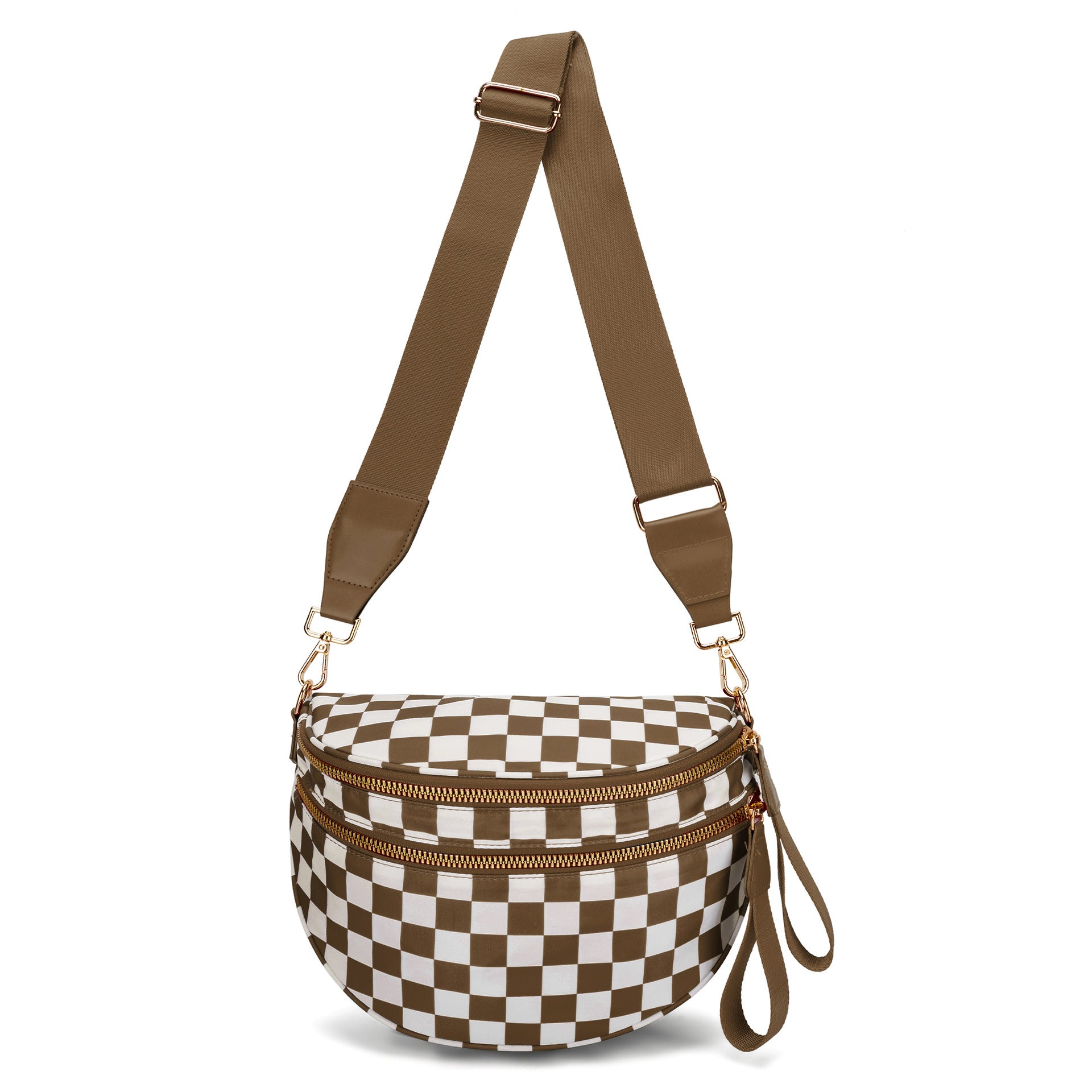 Checkered Crossbody Bum Bag Large Capacity Belt Bag for Women