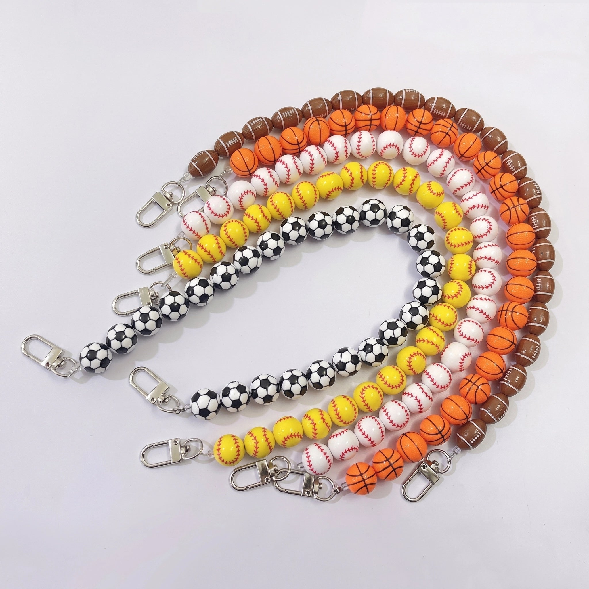 Sports Basketball Round Bead Decorative Bag Chain Strap, 20 Inches / 45cm Bag Decoration