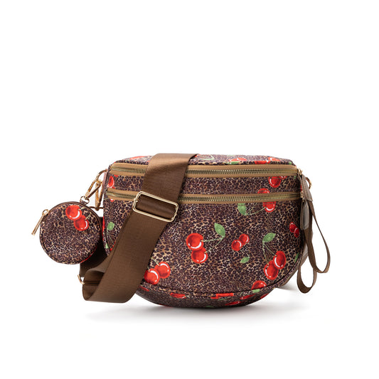 Cherry Print Crossbody Bum Bag Large Capacity Belt Bag