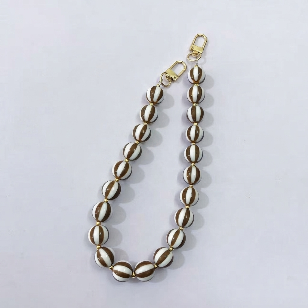 Striped Candy Color Beaded Bag Chain, 45cm / 20 Inches