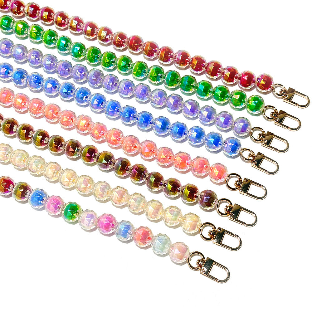 Rhombus Sugar Cube Acrylic Beaded Bag Chain - 40cm (15.7") Multi-use Strap for Shoulder, Crossbody & Phone with Gold Figure-8 Clasp