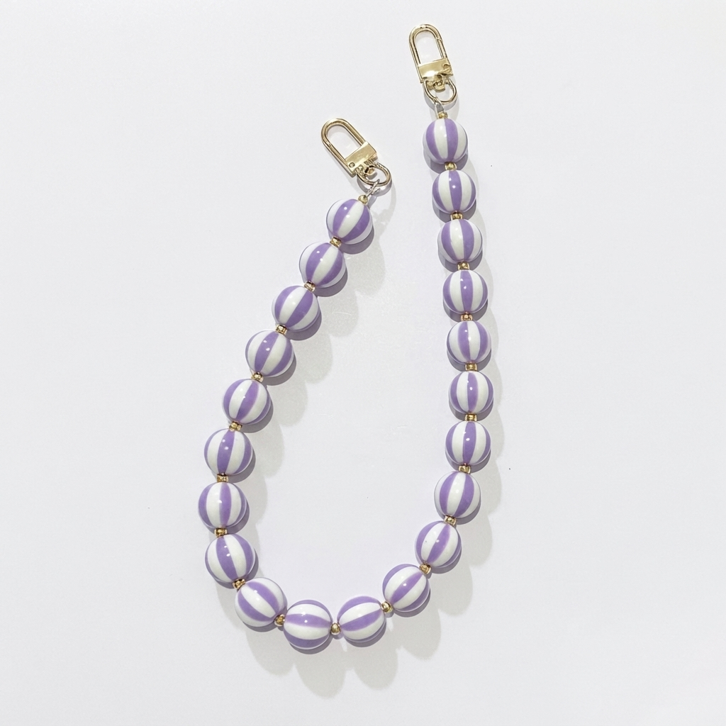 Striped Candy Color Beaded Bag Chain, 45cm / 20 Inches