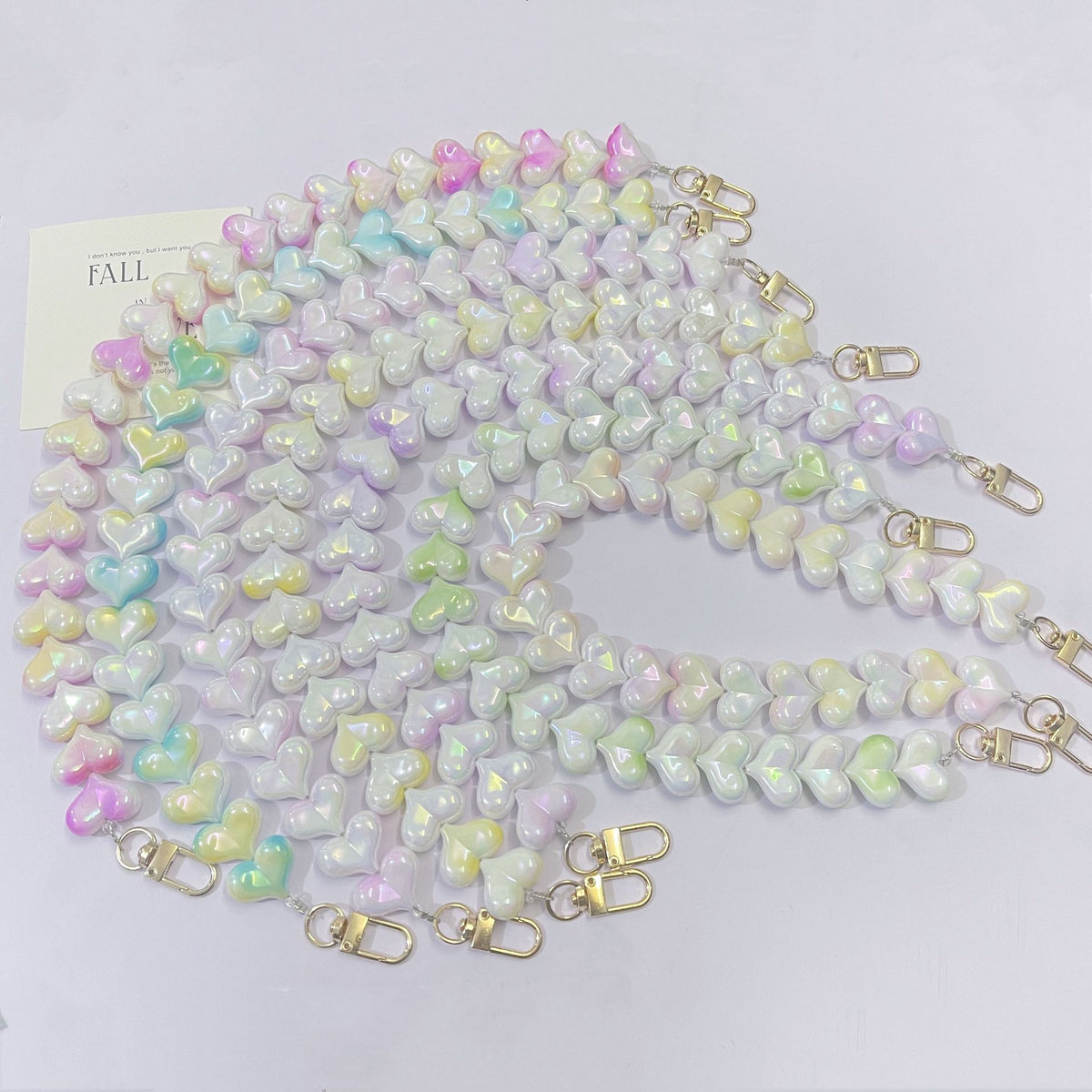 45cm Iridescent Heart Bead Bag Chain Strap