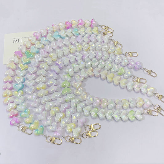 45cm Iridescent Heart Bead Bag Chain Strap