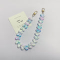 45cm Iridescent Heart Bead Bag Chain Strap, Cute Pearl Color Heart Beaded Replacement Purse Strap with Gold Clasps