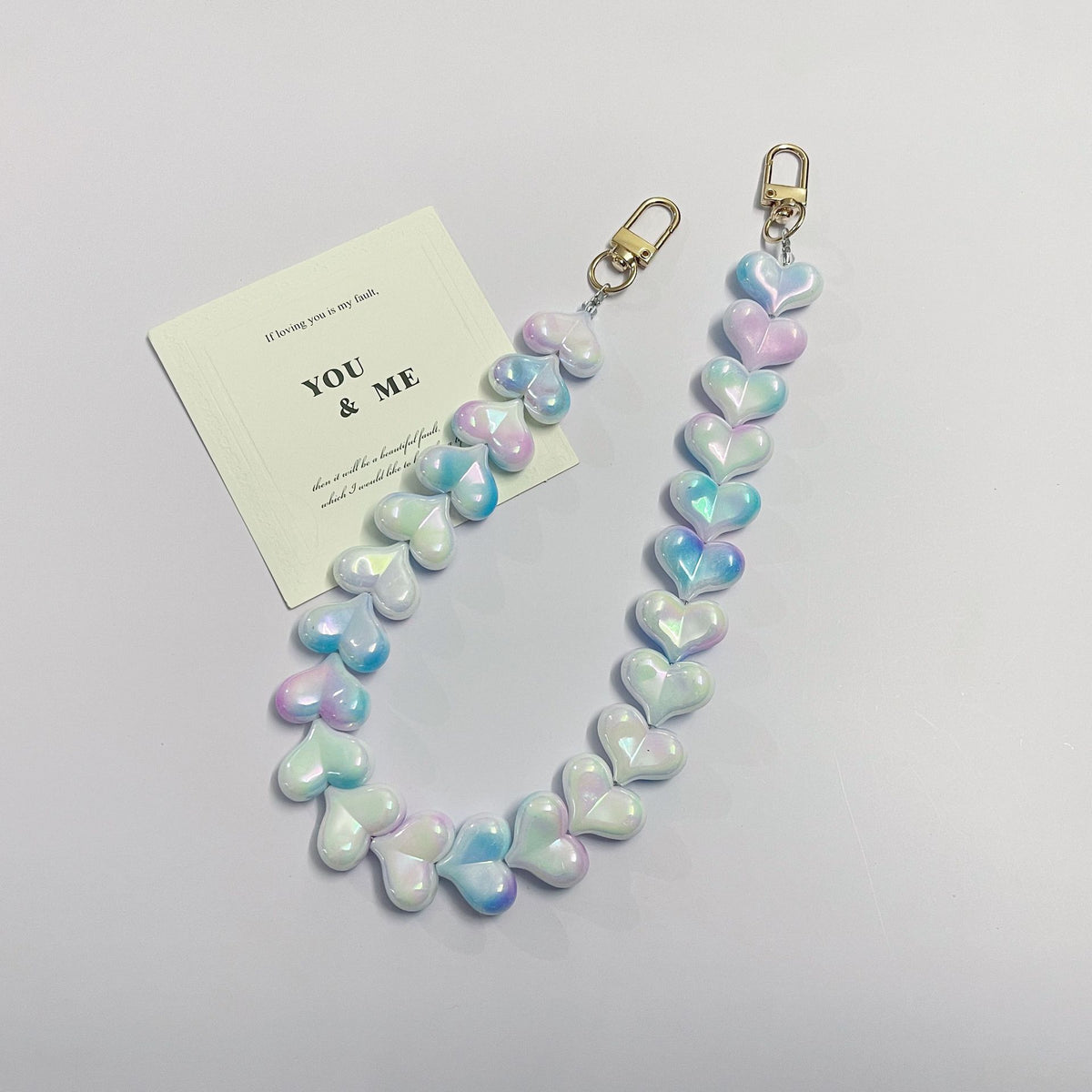 45cm Iridescent Heart Bead Bag Chain Strap